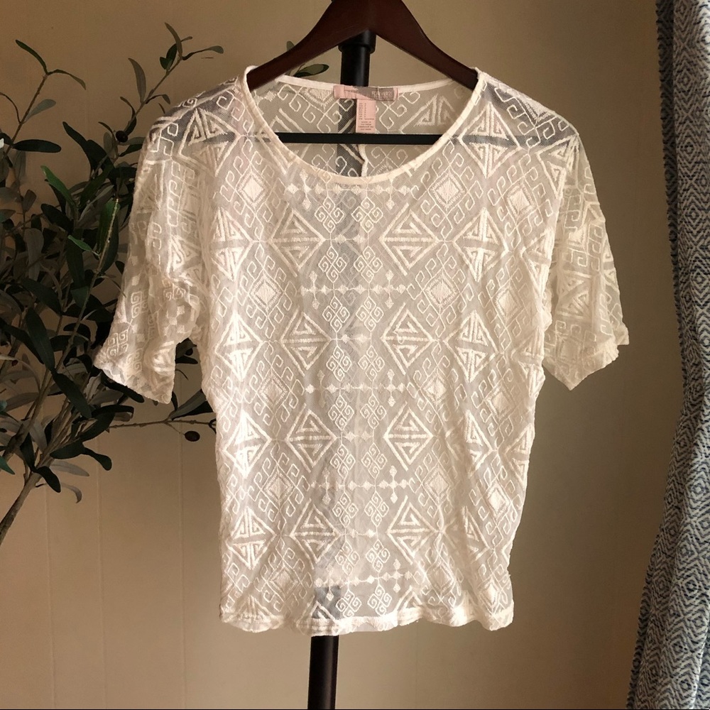 Sheer Ivory Lace Top Size Small Wet Seal